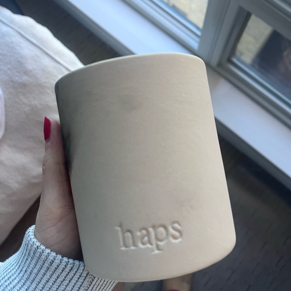 Haps Beige Ceramic Candle Holder
